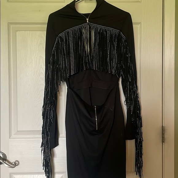 Akira Black Studded Fringe Dress - Picture 2 of 2